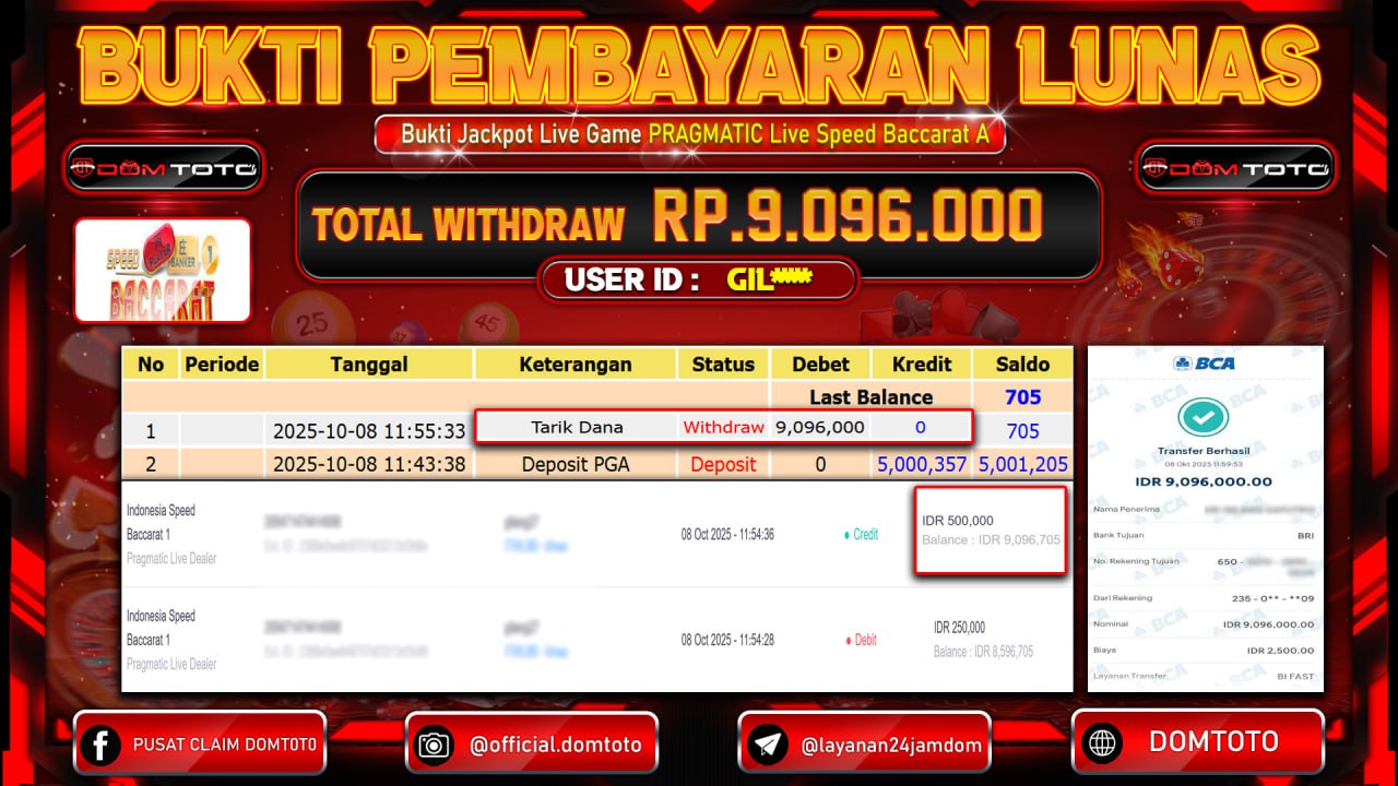 JACKPOT PRAGMATIC Live Speed Baccarat 08 OKTOBER 2025